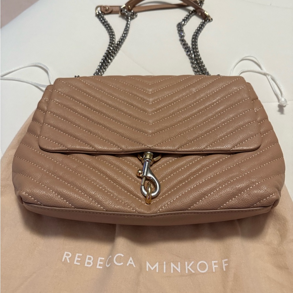 Rebecca Minkoff Quilted Edie Shoulder Bag + Crossbody in warm Doe color